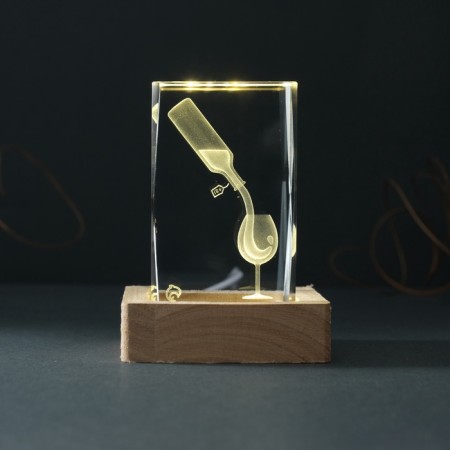 Souvenir glass backlight "Rectangle. Glass and wine" Tree, USB 7x7x10-2