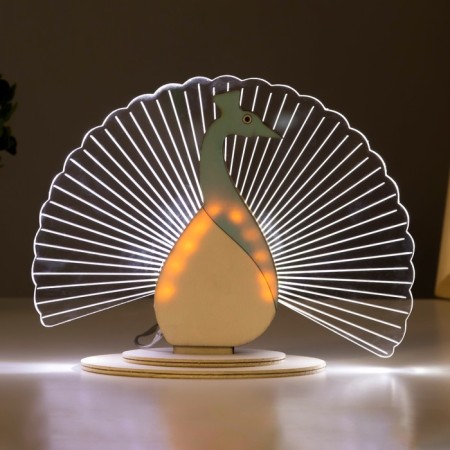 Lamp 3D nightlight "Peacock" LED USB 18.5x7x14 cm Risalux-2