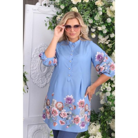 Female shirt, size 52, blue color-1