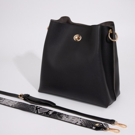 Bag Cross-Bodi on fasteners, black color-2