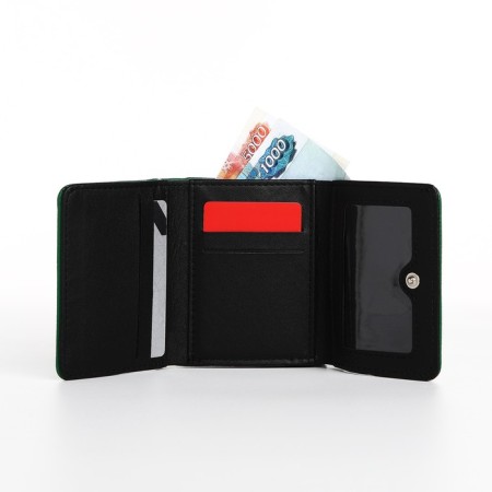 Women's wallet on the button, green color-5