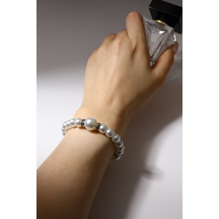 Bracelet Pearl "Bride" with rhinestones, ball No. 8.12, white color, d = 5.5 cm-2