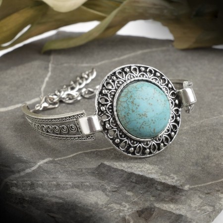 Assorted Bruck "turquoise world" circle, blue color in silver, l = 19 cm-3