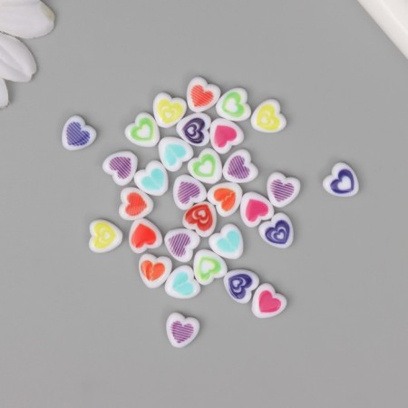 Beads for creativity plastic "Drawn Heart" White-color set 30 pcs 0.8x0.4 cm