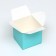 The box is folding, square, blue, 8 x 8 x 8 cm,