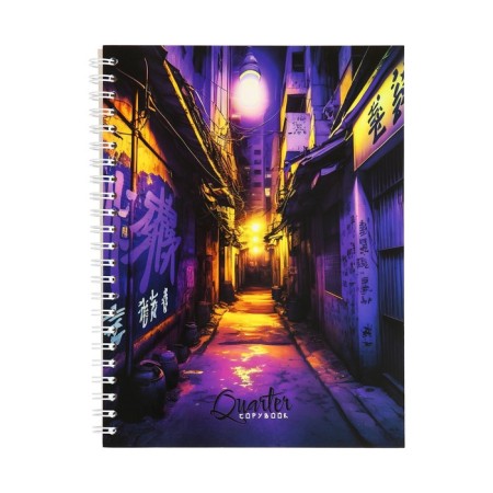 A notebook of 96 sheets in a cage on the crest "Night City", a cover shaking cardboard, glossy lamination
