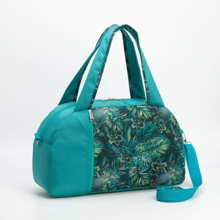 Sportivnaya bag with lightning with lining, external pocket, turquoise color