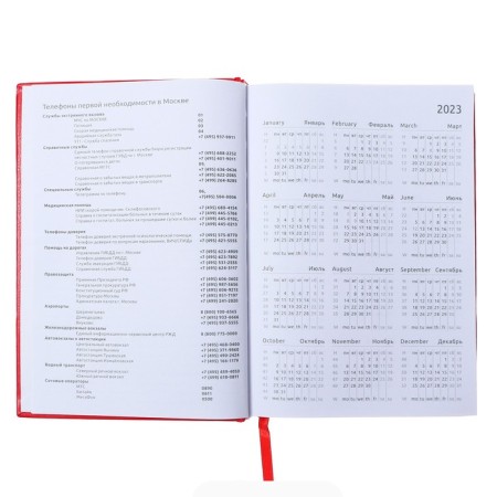 Dated diary 2024, A5, 176 sheets, Attomex.orion, Bumvinyl cover, Lasse, Blok 70 g/m2, Red-3
