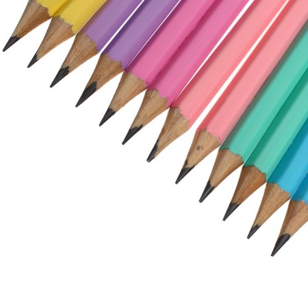 Pencil of the Black Science "Pastel" hardness of HB, with an eraser, hexagonal, sharpened, Mix building,-3