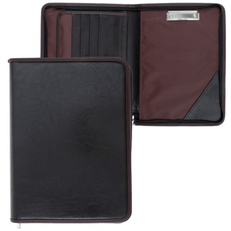 Business, artificial leather, 360 x 260 x 30 mm, with a metallic press, 6D07 "lux", brown-1