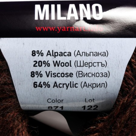 Yarn "Milano" 8%alpaca, 20%wool, 8%viscose, 64%acrylic 130m/50g (871)-3