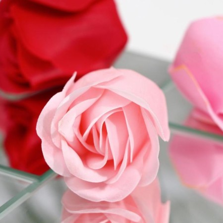 Soap roses of colored shades and a gold rose, set-8