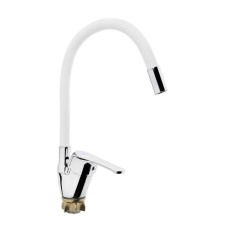 Accoona A4844G kitchen mixer, single -leaf, silicone spout, silumin, white/chrome