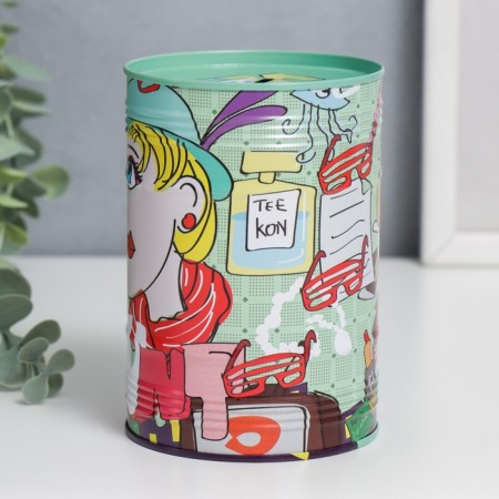 Копилка металл банка "Родственники" МИКС 12,5х8,5х8,5 см-5