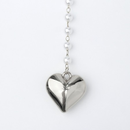 Pearl pearl "heart" maxi color silver, 40cm-3