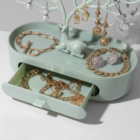 Stand for jewelry "Deer", oval stand, 26 × 25 cm, green color-1