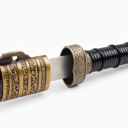 Souvenir sword, straight with blade threads, scabbard desert, 3 inserts metal, 40cm-4