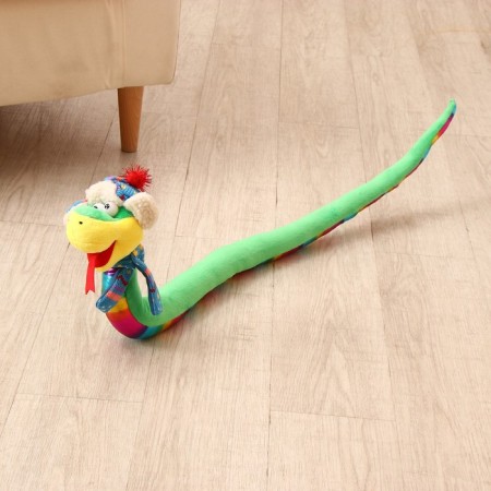 Soft toy "Snake", with a multi -flowered tummy, in the New Year's cap, 95 cm-3