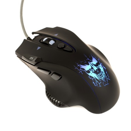 The mouse Qumo devastator m12, game, wired, 8 buttons, backlight, 3200 dpi, USB, black