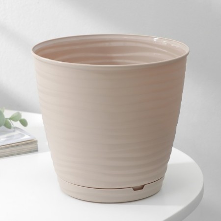 Pot for flowers with a Saffron pallet, 1.5 l, d = 14.6 cm, h = 13.5 cm, beige color-1