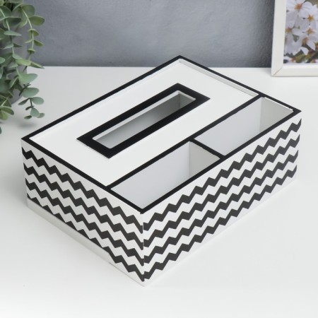 MDF box for napkins with a stand "Zigzag. Geometry" Belo-CHRURAL 9X18X24 cm-1