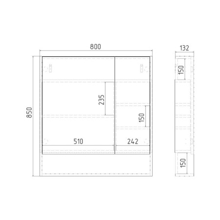 Viant mirror “Malta 80” 800x134x850 mm, right/left, without light-4