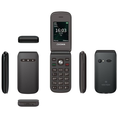 Digma Vox FS241 mobile phone 128MB black folding 3G 4G 2SIM 2.44 "240x320 0.3MPIX 1075684-8
