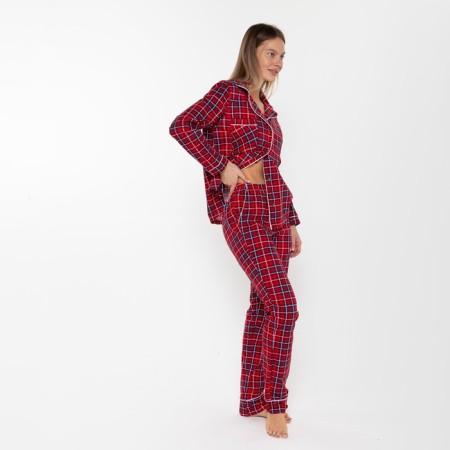 Homemade female set (fufaika/trousers), red color, size 52-1