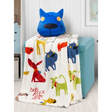 Decorative Sleeping Dogs pillow, size 36x37 cm, blue color-1