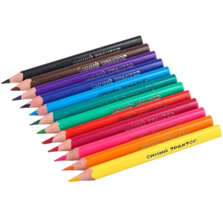 Colored pencils in a tube, 12 colors, trihedral, blue tractor-3