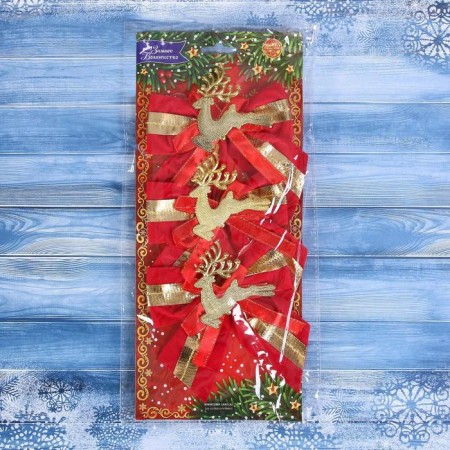 Christmas tree decoration "Balt with a deer" (set of 3 pcs) 10x10 cm, golden red-1