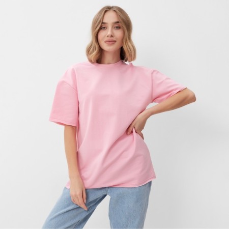 Women's T-shirt Minaku Oversize Fit: Light pink color, river 48