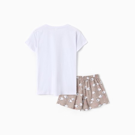Homemade set (T -shirt, shorts) "lamb", white/beige color, size 44-4