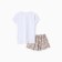 Homemade set (T -shirt, shorts) "lamb", white/beige color, size 44
