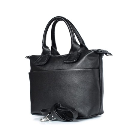 Female bag, artificial leather, 385x220x140 cm, black