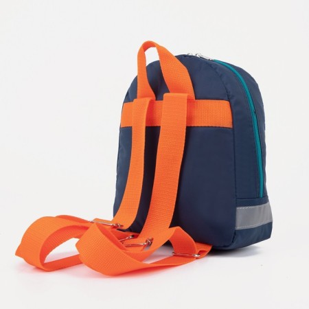 Baby backpack on a zipper, a reflective strip, blue color-3