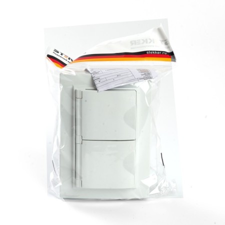 2-seater s/s outlet with a lid, Stekker series Erna, PST16-9015-01, White-6
