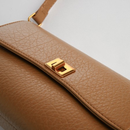 Bag Women's Messenger on the Textura valve, average size, brown color-6