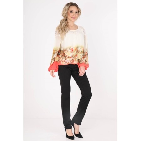Female blouse, size 42, white color, coral-1