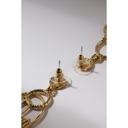 Earrings Assorted SISTA playful cats, white color in gold-5