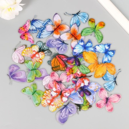 PVC stickers "Butterflies and watercolor" set 40 pcs 8x7 cm