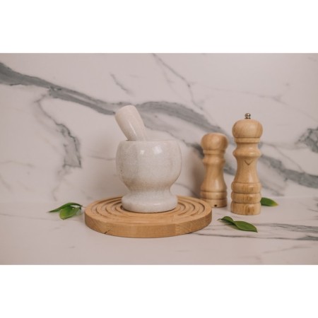 A mortar with a “marble” push, made of natural stone, white color-6