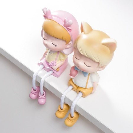 Polystone souvenir "Baby cow/baby-oleka with long legs" set 2 pcs 19x6x7.5 cm-1