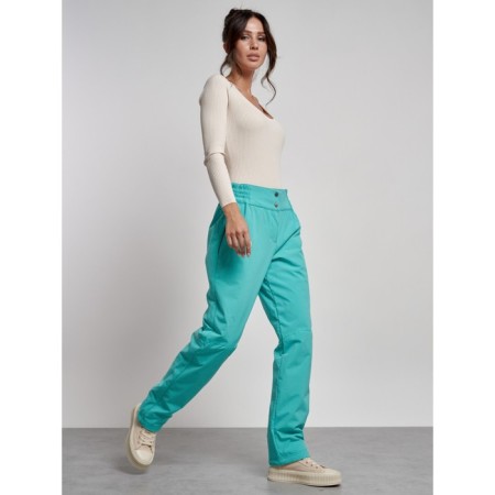 Warmed female trousers, size 44, green color-15