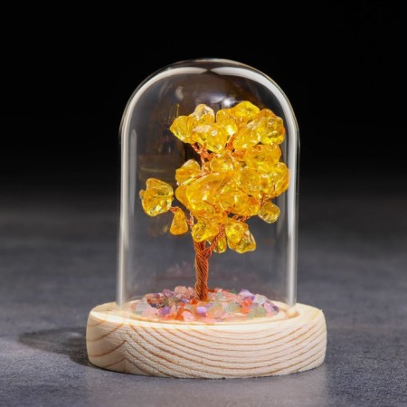 Souvenir in the dome "Tree of wealth. Citrins", natural stone, 10 x 7 cm-1