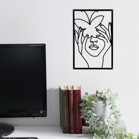 Panel Interior Metal "Abstraction. Girl with a butterfly" Black 30x45 cm