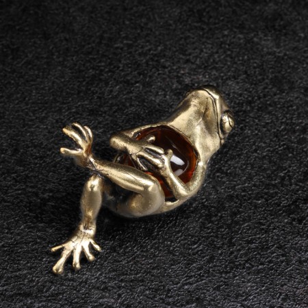 Souvenir "Frog Fool", Brass, Amber-3