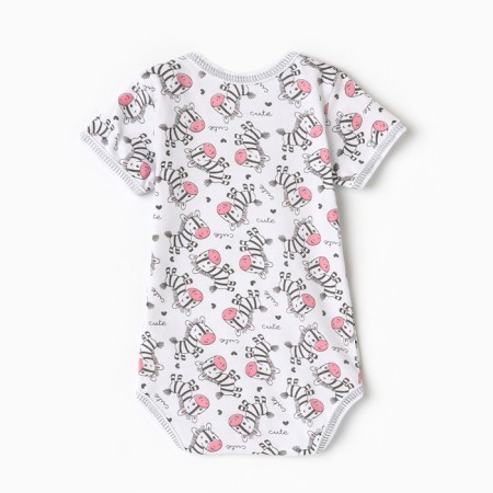 Body baby with short sleeve, pink color/zebras, height 80-4