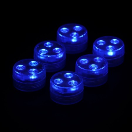 Waterproof lamp minimal mini, 3 x 1.9 cm, 6 pcs, from CR2032 (in the set), remote control, rgb, IP68-7