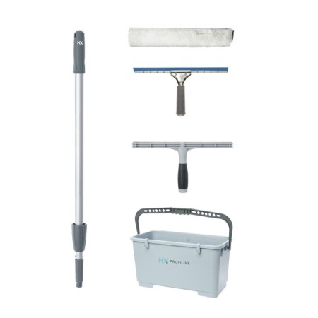 Set for washing windows, a fur coat, holder, a sklick, a bar, a bucket